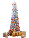 Snow-flocked 6-foot artificial Christmas tree with warm white LED lights, perfect for festive home decor.