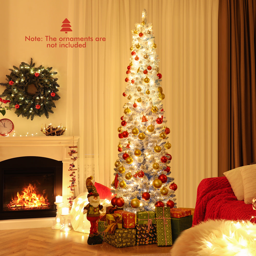 6/7 Feet Snow-flocked Artificial Christmas Tree with 220/290 Warm White LED Lights-6 Feet - Gallery View 1 of 10