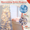 6-foot snow-flocked artificial Christmas tree with a blue gradient, 220 warm white LED lights, ideal for festive decor.
