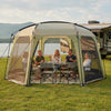 Netted canopy tent for 6-8 people with zippered door, spacious interior, and robust metal poles for outdoor gatherings.