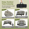 6-8 person netted canopy tent with zippered door, featuring robust metal poles and spacious interior for outdoor.