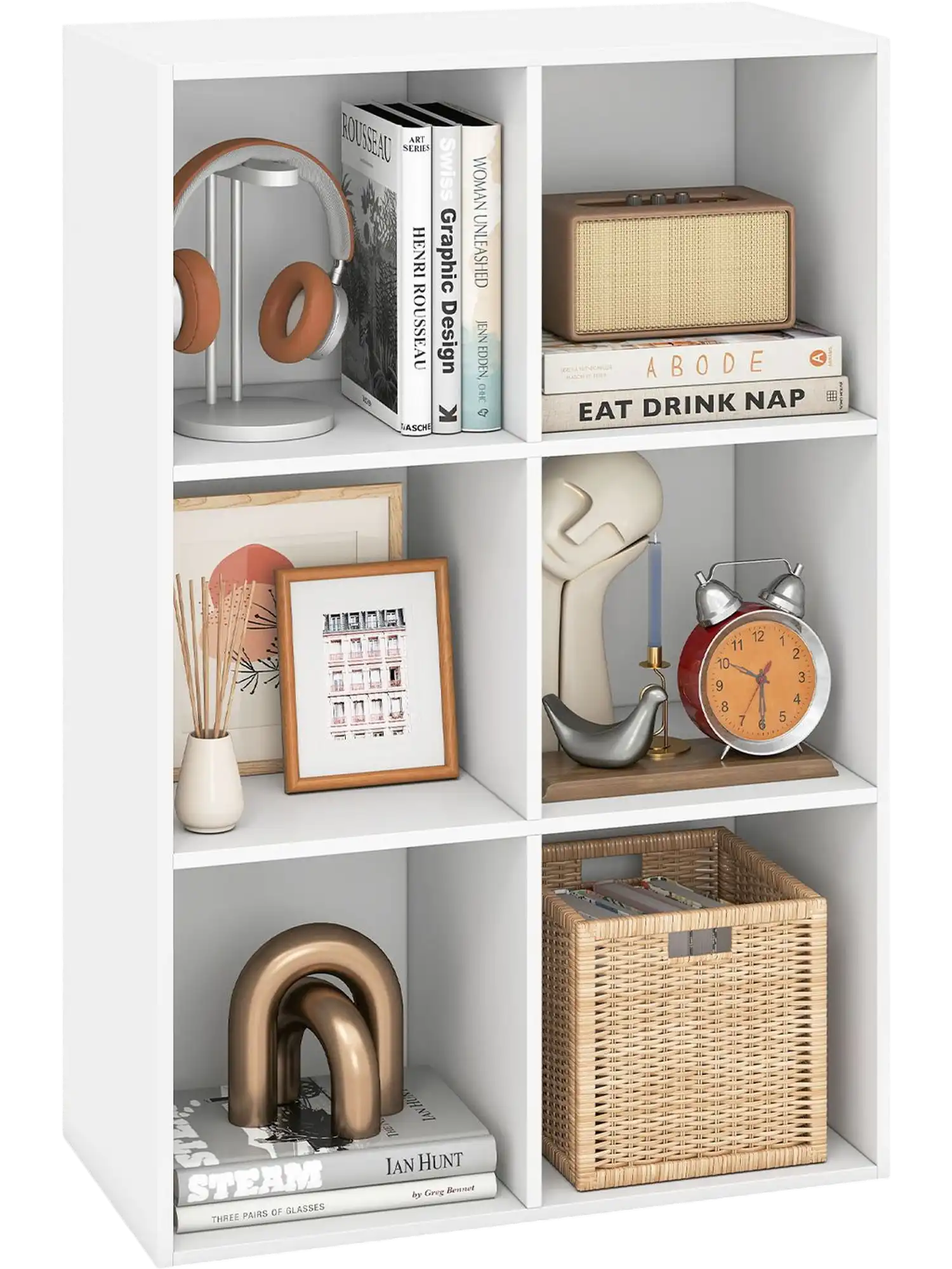 Costway 6-Cube Wooden Bookcase Storage Organizer Bookshelf 17893104 New