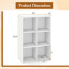 Dimensions of the 3/4/6/9-cube book shelf in white, measuring 24" x 12" x 35.5", ideal for modern storage solutions.