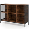 Rustic brown 6 cube bookcase with metal mesh accents, ideal for stylish storage in any living space.