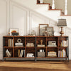 Rustic brown 6 cube bookcase with accent cubby shelf, styled in a home setting, perfect for storage and decor.