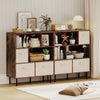 6-cube bookshelf in rustic brown showcasing removable fabric drawers, perfect for stylish organization in any room.