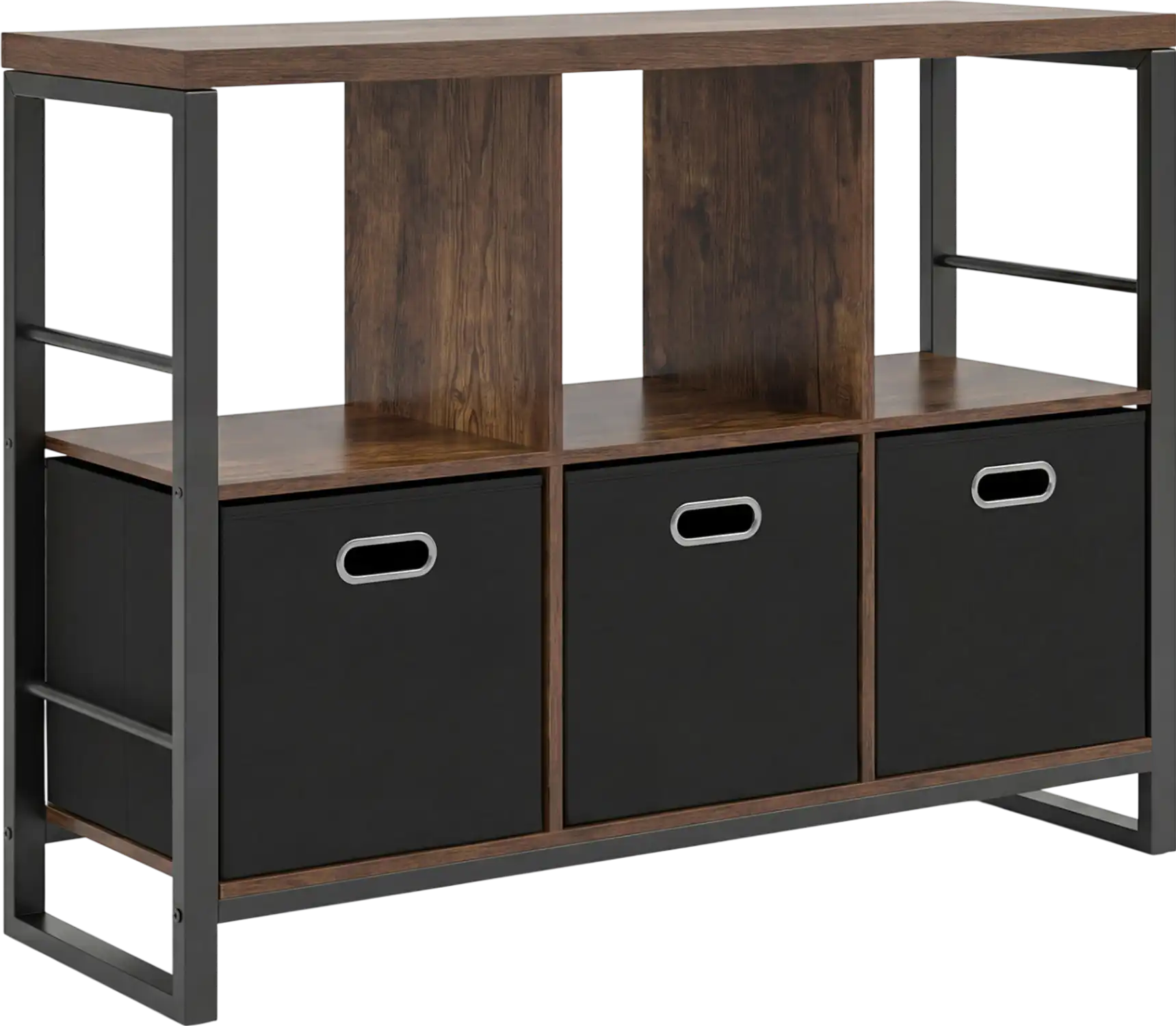 Costway 6 Cube Industrial Bookshelf w/ 3 Bins Metal Frame Open Shelves 15251260 New