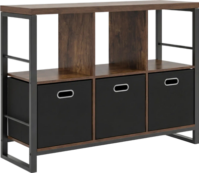 Costway 6 Cube Industrial Bookshelf w/ 3 Bins Metal Frame Open Shelves 15251260 New