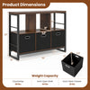 6 Cube Industrial Short Bookshelf with rustic brown finish, featuring 3 bins and open shelves for versatile indoor storage.