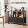 6-cube industrial short bookshelf in rustic brown with 3 fabric bins and open shelves for versatile indoor storage.