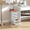 6-Drawer Rolling Storage Cart with Wooden Tabletop-White - Gallery View 1 of 9
