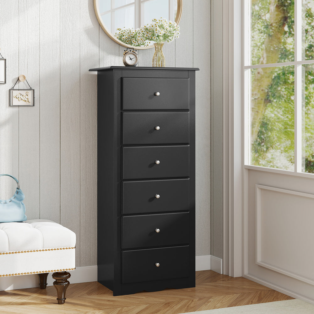 6 Drawers Chest Dresser Clothes Storage Bedroom Furniture Cabinet-Black - Gallery View 1 of 9