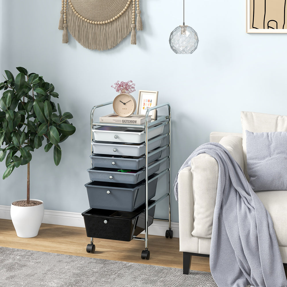 6 Drawers Rolling Storage Cart Organizer-Mixed Black - Gallery View 1 of 10