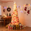 6 FTSnow-flocked Artificial Pink Christmas Tree Pre-lit Hinged Xmas Tree for Holiday Decoration - Gallery View 1 of 12
