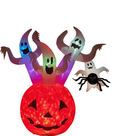 Costway 6' Inflatable Ghost Pumpkin Halloween Decoration w/ Colorful Lights 85959083 New