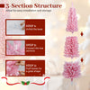 3-section pink artificial Christmas tree with 460 branch tips, designed for easy setup and compact storage.