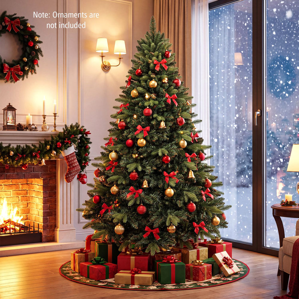 6 FT Artificial Christmas Tree with 870 Full Branch Tips and Folding Metal Stand - Gallery View 1 of 10