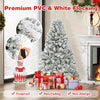 6-foot artificial Christmas tree with white flocking, featuring 644 branch tips and warm white LED lights for festive.