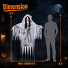 6 FT Ghost Bride Halloween decoration features glowing eyes, spooky sounds, and flexible arms for customizable posing.
