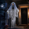 Creepy 6 FT ghost bride Halloween decoration showcases a spooky design with a rose headdress and sound-activated effects.