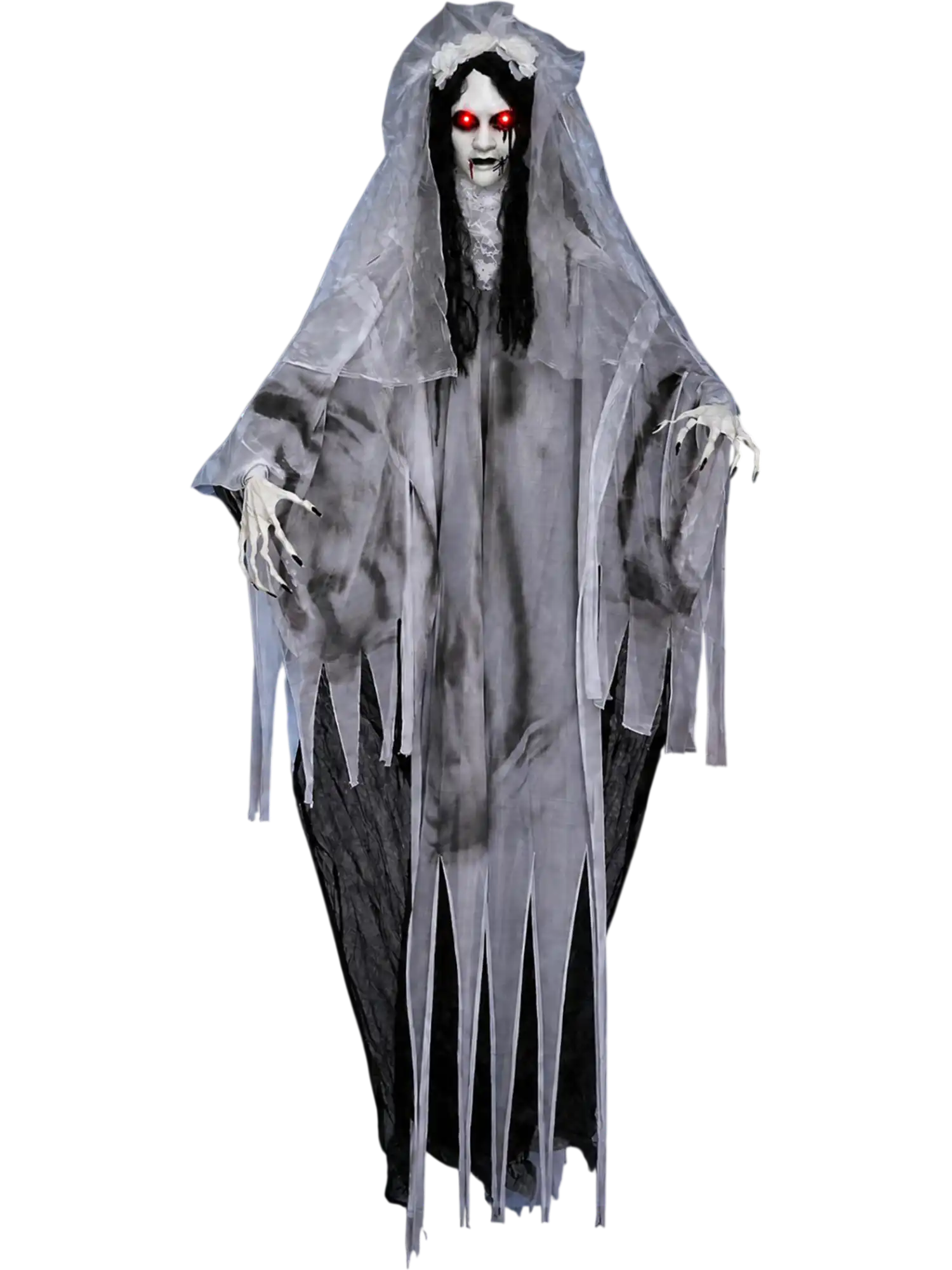 Costway 6' Ghost Bride Halloween Decoration w/ Creep Sound & Lighted Eyes 64572090 New
