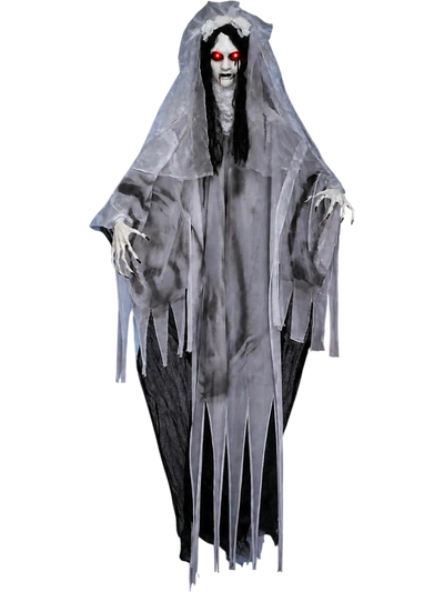 Costway 6' Ghost Bride Halloween Decoration w/ Creep Sound & Lighted Eyes 64572090 New