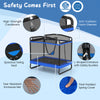 6 FT kids trampoline with swing and horizontal bar, featuring safety net, foam sleeves, and sturdy galvanized steel.