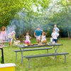 6 ft green picnic table set with HDPE tabletop and metal frame, ideal for outdoor gatherings and BBQs.