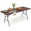 6 FT Plastic Fold-in-Half Camping Table-Coffee - Gallery View 1 of 10