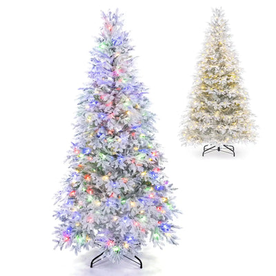 Costway Pre-Lit Artificial Christmas Tree Warm White Multicolor LED 7/6' 91729112 New