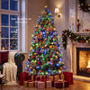 6 FT pre-lit artificial Christmas tree featuring dual-color LED lights, 9 modes, and realistic balsam fir foliage for festive decor.