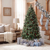 Realistic 6 FT pre-lit artificial Christmas tree features dual-color LED lights and 9 modes, perfect for festive decor.