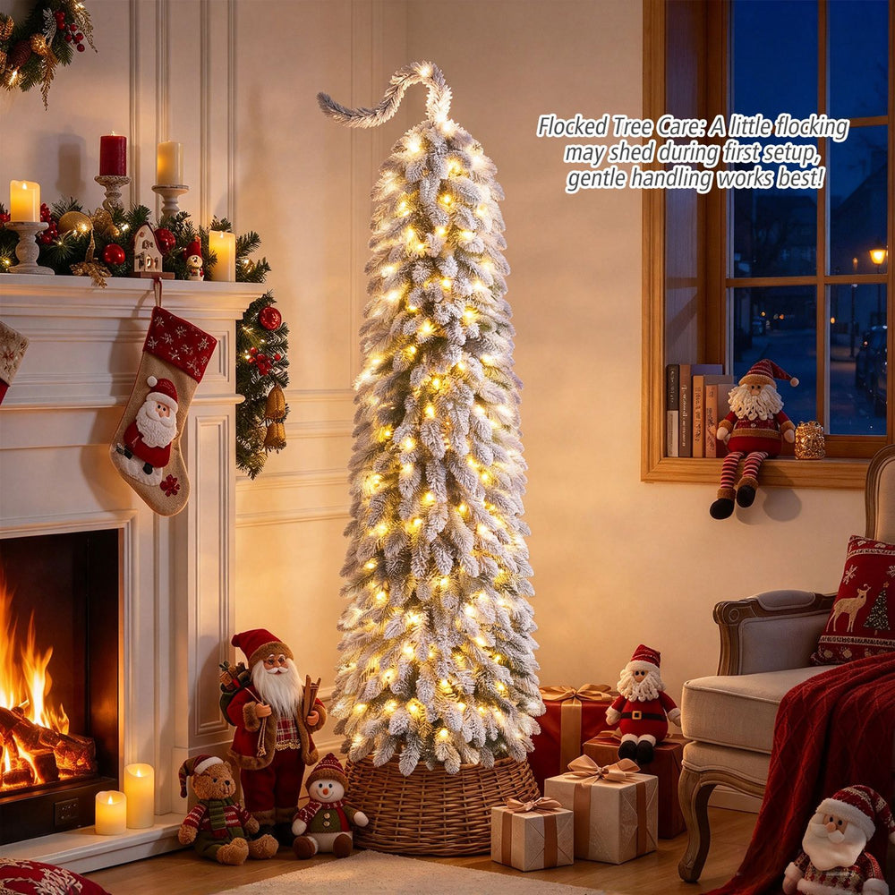 6 FT Pre-Lit Artificial Christmas Tree with Bendable Top and 140 Warm White LED Lights - Gallery View 1 of 10