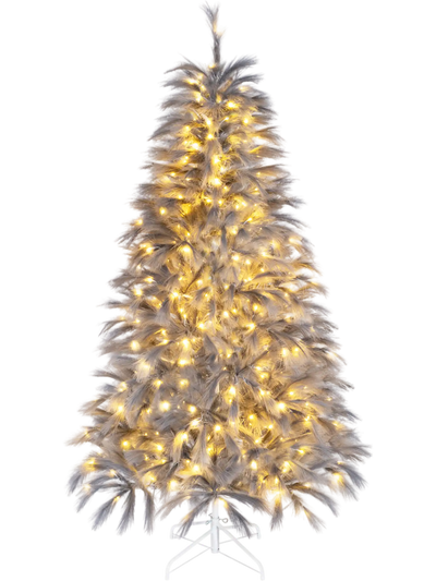 Costway 6/7' Pre-Lit Christmas Tree Feather-Inspired Branch Tips 99209853 New