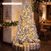 6 FT pre-lit Christmas tree with feather-inspired branch tips and warm white LED lights, perfect for stylish holiday decor.