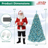 6 FT pre-lit peacock blue Christmas tree with warm white LED lights, featuring 1338 layered branch tips for a festive display.