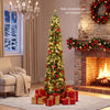 6 FT pre-lit pencil Christmas tree with 180 warm white LED lights, featuring dense branches and a narrow shape for small spaces.