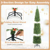 3-section design of the 6 FT Pre-Lit Pencil Christmas Tree with a folding metal stand for easy assembly and storage.