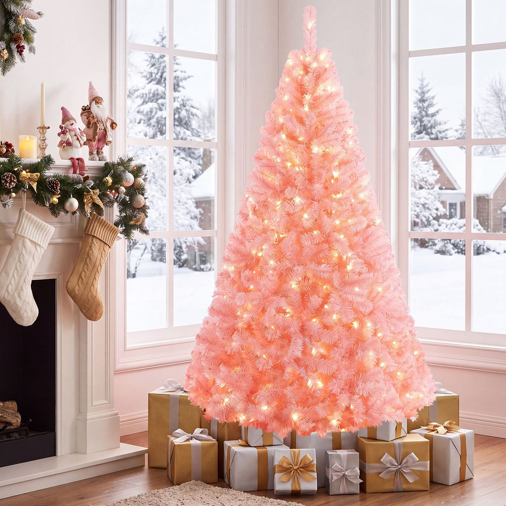 6 FT Pre-Lit Pink Christmas Tree with 500/250/140/750 Warm White LED Lights - Gallery View 1 of 10