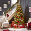 Pre-lit 6/7.5 FT artificial Christmas tree with 250/470 LED lights and 434/780 branch tips for festive home decoration.
