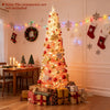 7 FTSnow-flocked Artificial Pink Christmas Tree Pre-lit Hinged Xmas Tree for Holiday Decoration - Gallery View 1 of 11
