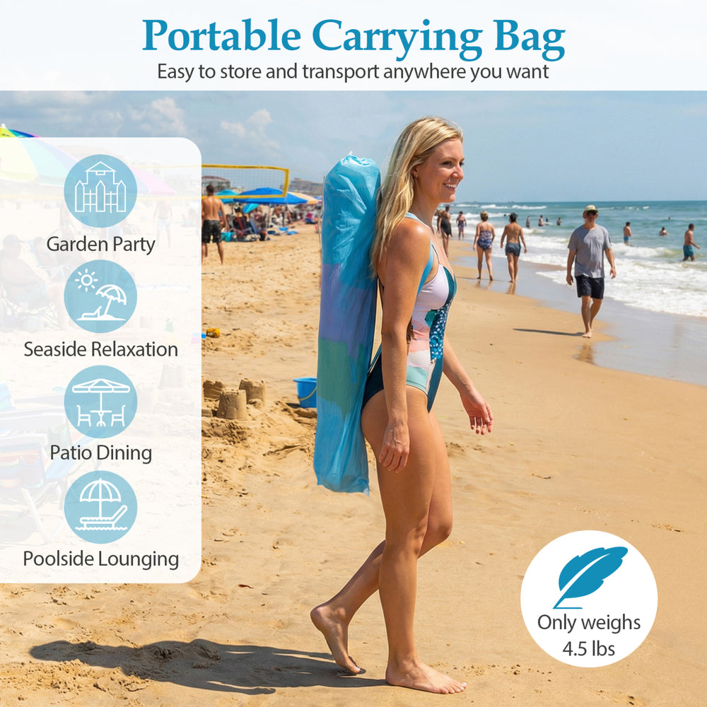 Colorful 6 FT Tiki Thatched Patio Beach Umbrella with carrying bag, lightweight design for easy transport to the beach.