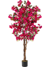 6 feet artificial bougainvillea tree with 910 flowers and realistic leaves in a cement-filled planter for vibrant decor.