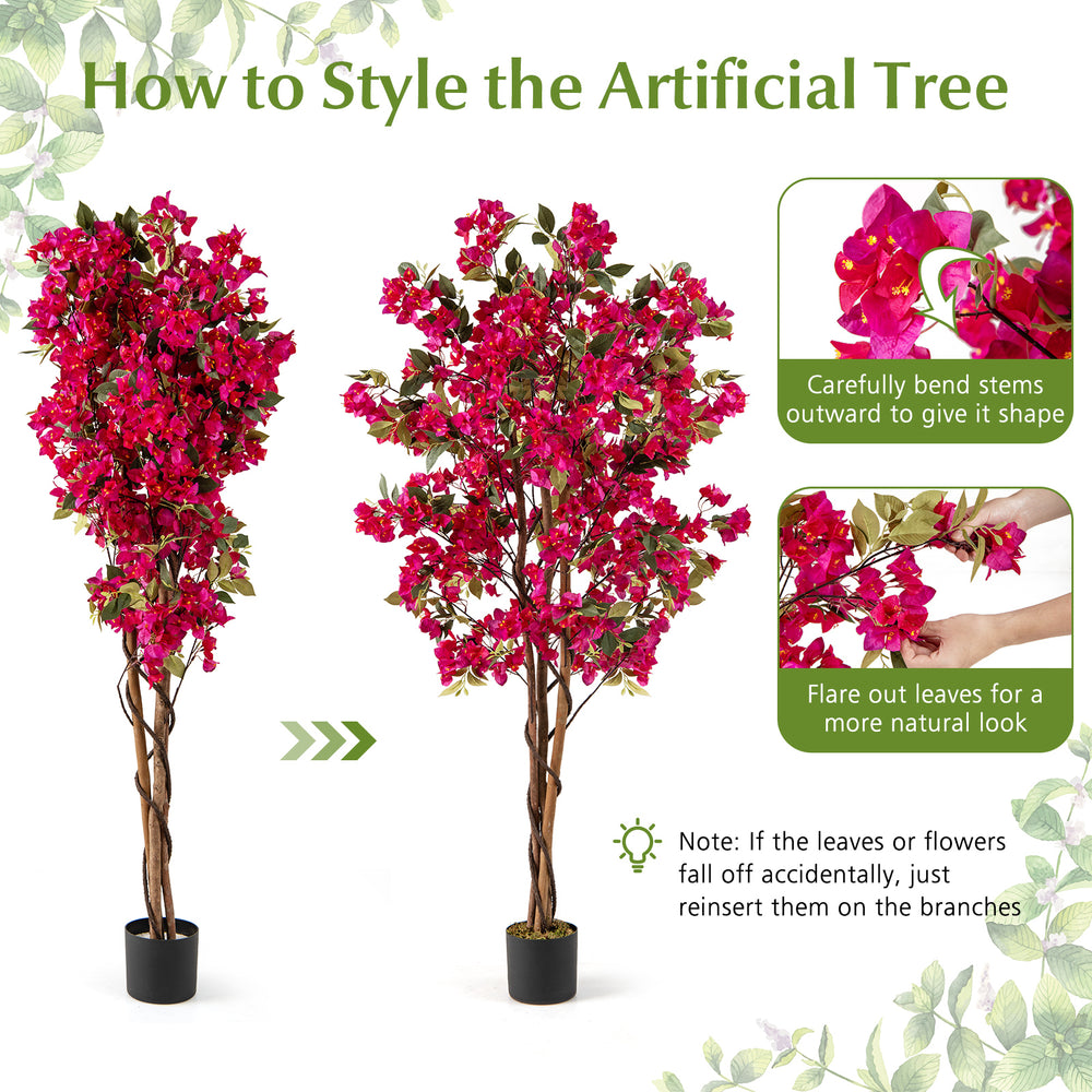 6 feet artificial bougainvillea tree with 910 flowers and realistic leaves in a cement-filled planter for easy.
