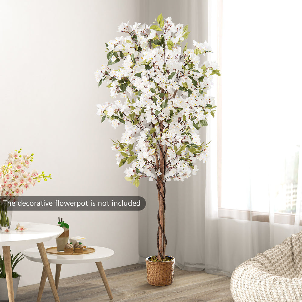6 feet artificial bougainvillea tree with 910 white flowers and realistic leaves, perfect for home decor.