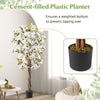 6 feet artificial bougainvillea tree with 910 white flowers in a cement-filled plastic planter for stability and easy.