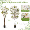 6 feet artificial bougainvillea tree with 910 white flowers and realistic leaves in a cement-filled planter for vibrant.