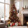 6 feet artificial Christmas tree with 493 branch tips and 200 LED lights, perfect for festive gatherings and home decor.