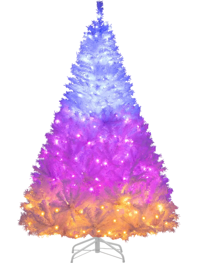 Costway 6/7' Pre-Lit Artificial Christmas Tree 11 Lighting Modes 42921729 New