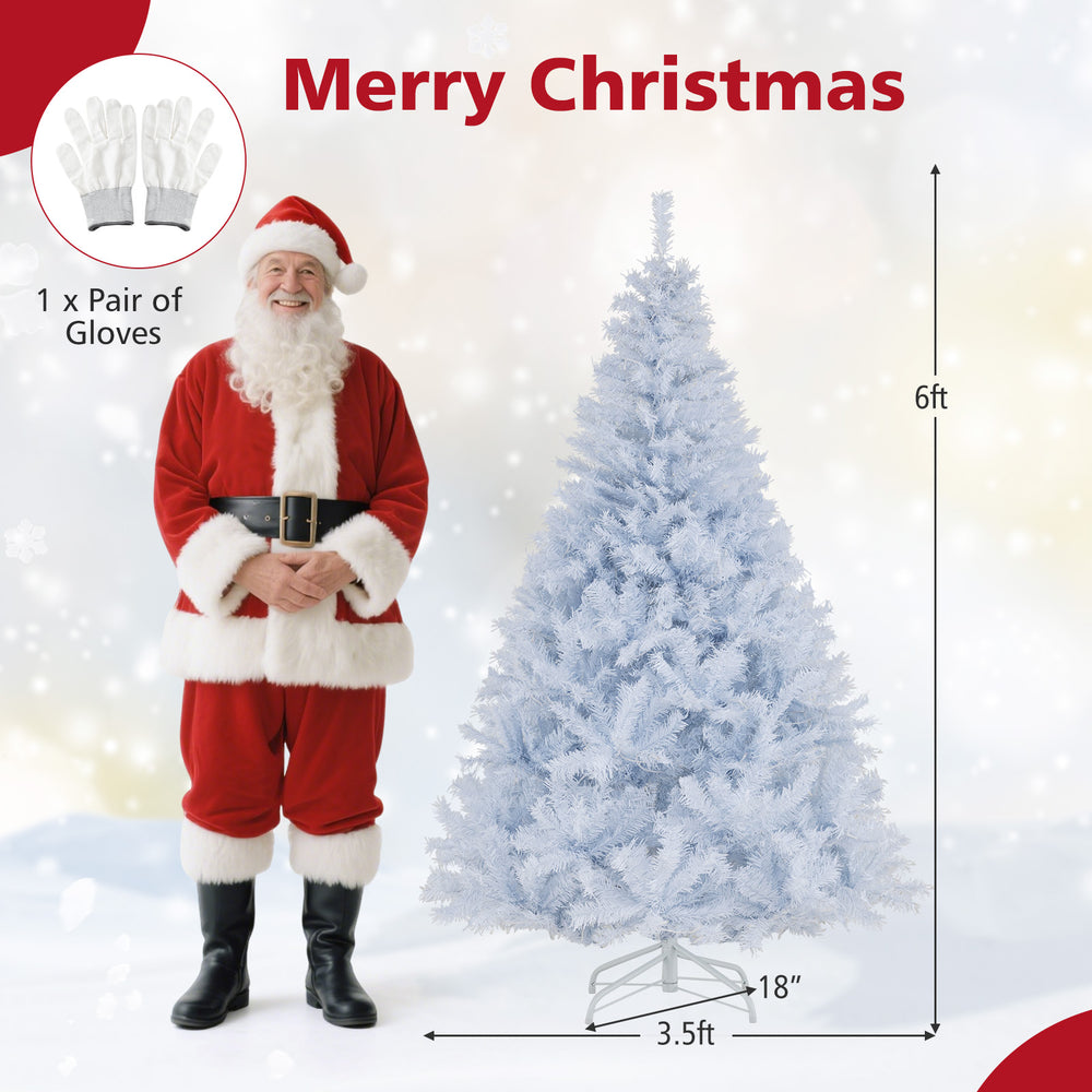 All-white 6 feet artificial Christmas tree with 280 LED lights and 11 lighting modes for festive holiday decor.